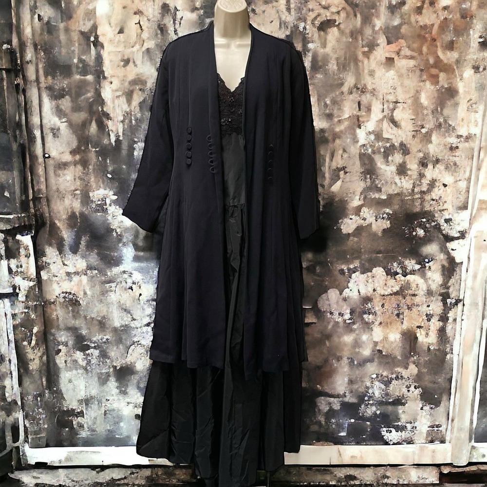 Vintage 1930s-1940s Dark Blue Wool Princess Double Breasted Coat Original WWII - Picture 5 of 16